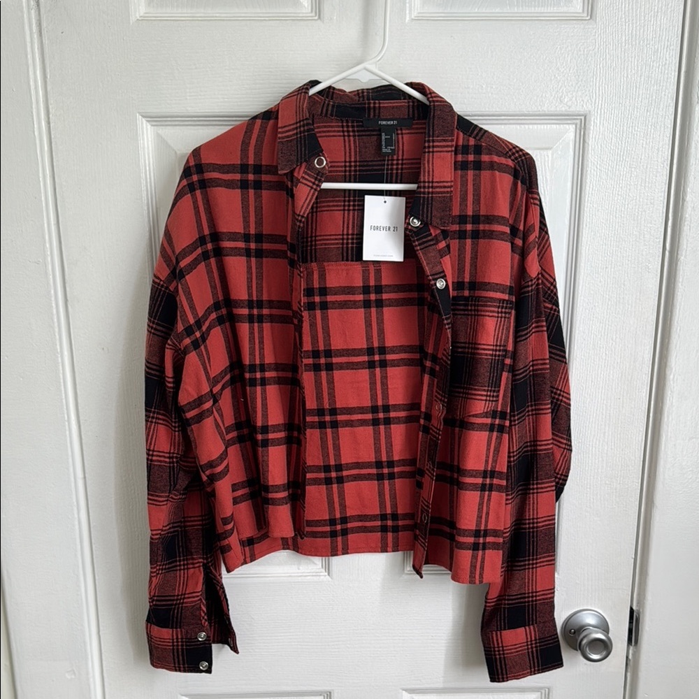 Forever 21 Red and Black Plaid Shirt